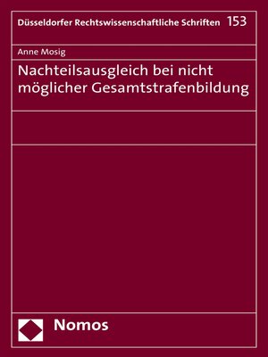 cover image of Nachteilsausgleich bei nicht möglicher Gesamtstrafenbildung